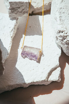 Amethyst Slice Necklace 18k Gold Plated Christmas Gift Present, 7 of 8