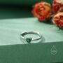 Sterling Silver Very Tiny Emerald Green Cz Heart Ring, thumbnail 1 of 12