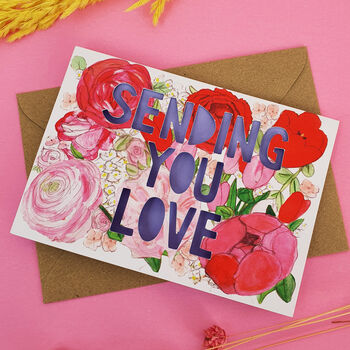 'Sending You Love' Paper Cut Card, 2 of 3