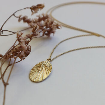 Oval Textured Charm Pendant With 22ct Gold Plating, 2 of 5