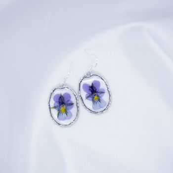 Wild Pansy Pressed Flower Gold Plated Earrings, 9 of 9