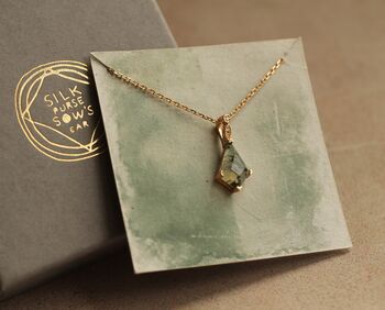 Moss Agate Art Deco Gold Necklace, 9 of 9