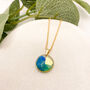 Blue, Green And Gold Foil Elegant Circle Necklace, thumbnail 3 of 11