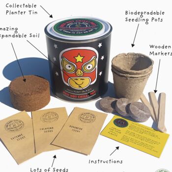 Red Hot Chilli Pot. Grow Your Own Plant Kit, Gardening Gift, 3 of 3