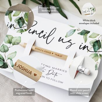Save The Date Pencil Us In With Botanical Card, 2 of 12