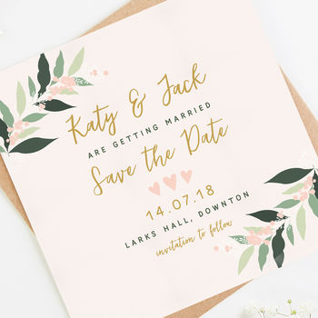 Botanical Blush Square Save The Date, 3 of 3