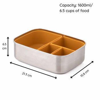 Stainless Steel Lunchbox With Organisers Mustard, 7 of 11