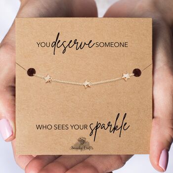 Break Up Gift For Her With Gold Plated Or Silver Plated Star Bracelet And Card, 2 of 4