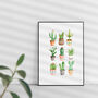 Cactus Watercolour Print Illustrated Set In Green, thumbnail 5 of 5