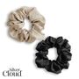 Silver Cloud Satin Large Scrunchies Caramel And Black, thumbnail 2 of 4