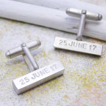 Chunky Silver Personalised Bar Cuff Links, 4 of 7