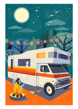 Motor Home Van And Dog Outdoors Blank Card, 2 of 3