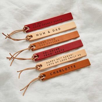 Personalised Reusable Leather Gift Tags, 3 of 4