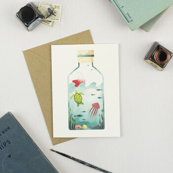 Message In A Bottle Sea Life Nautical Card, 2 of 2