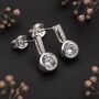 Sterling Silver Cz Bar Drop Stud Earrings, thumbnail 1 of 7