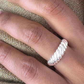 Sterling Silver Croissant Ring Adjustable Open, 6 of 11