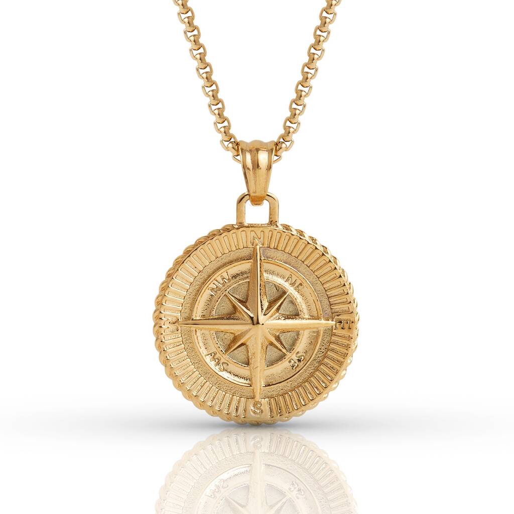 1pc Mens' Vintage Stainless Steel Compass Pendant Necklace Silver-color |  SHEIN USA