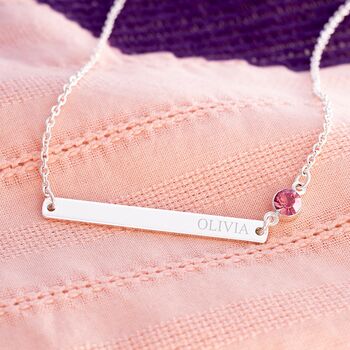 Personalised Birthstone And Bar Name Necklace, 2 of 12