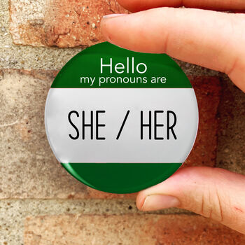 Personal Pronouns Pin Badge, 3 of 8