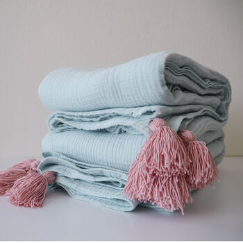 Four Layers Cotton Gauze Muslin Throw Blanket, 4 of 10