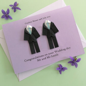 Personalised Mr And Mr Origami Wedding Card, 2 of 5