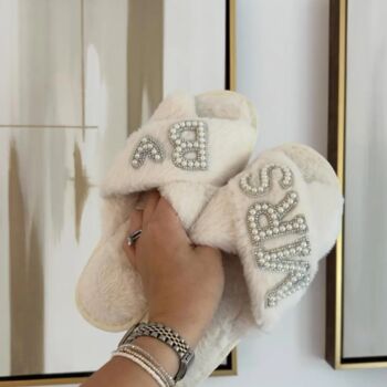 Bride To Be Wedding Morning Slippers With Personalisation, 5 of 6