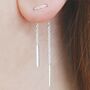 Rose Gold Plated Silver Short Chain Threader Earrings, thumbnail 3 of 7