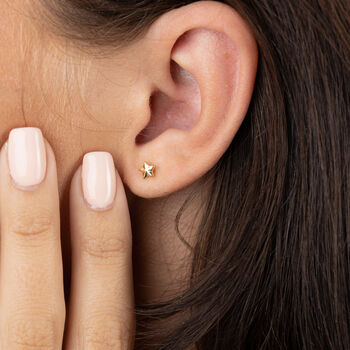 18ct Gold Faceted Star Stud Earrings, 3 of 5