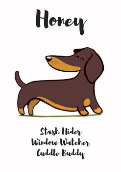 Dachshund Personalised Dog Name And Personality Print, 6 of 6