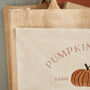 Personalised Autumn Pumpkin Patch Canvas And Hessian Tote Bag, thumbnail 2 of 3