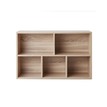 Five Compartments Oak Wooden Bookcase Bookshelf, 7 of 10