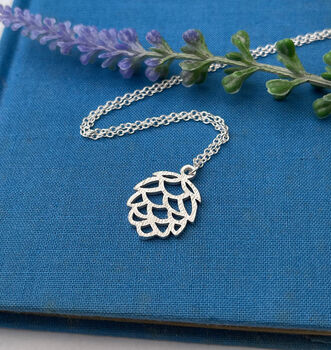Sterling Silver Textured Pine Cone Necklace, 8 of 10