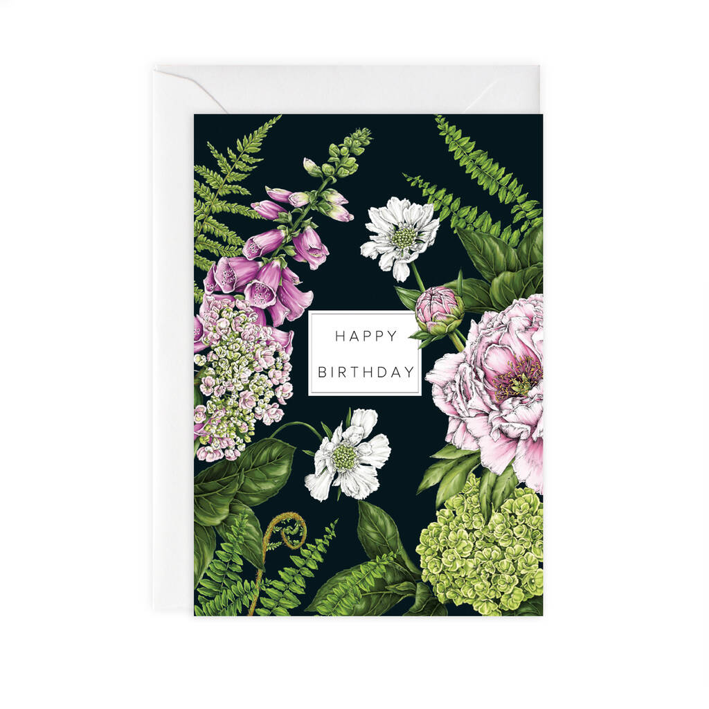 Summer Garden 'Happy Birthday' Botanical Card By Catherine Lewis Design