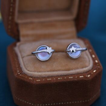 Moonstone Planet Stud Earrings In Sterling Silver, 2 of 11