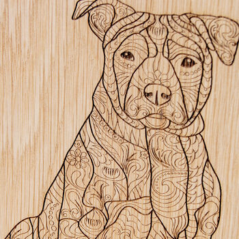 Personalised Solid Oak Staffy Dog Lead Holder, 2 of 4