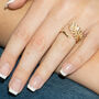 Rhodium, Gold Or Rose Gold Plated Pave Leaf Ring, thumbnail 9 of 11