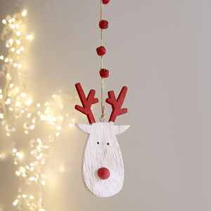 Red Antlered Reindeer With Bells By Clem & Co