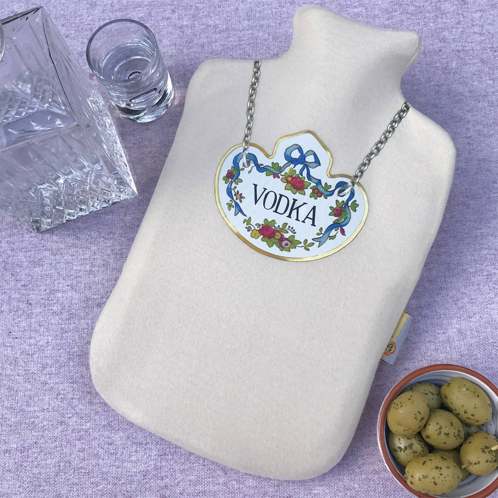 Vodka Label Hot Water Bottle By Twisted Twee Homewares