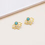 Gold Colour Ear Jacket Earrings With Aqua Marble Bead, thumbnail 3 of 3