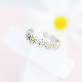 Sterling Silver Two Tone Daisy Infinity Ring, 2 of 11