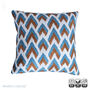 Ikat Velvet Pillow Cover With Blue And Brown 40x40cm, thumbnail 1 of 5