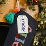 Christmas Stocking Navy Merry Design Punch Needle, thumbnail 2 of 6