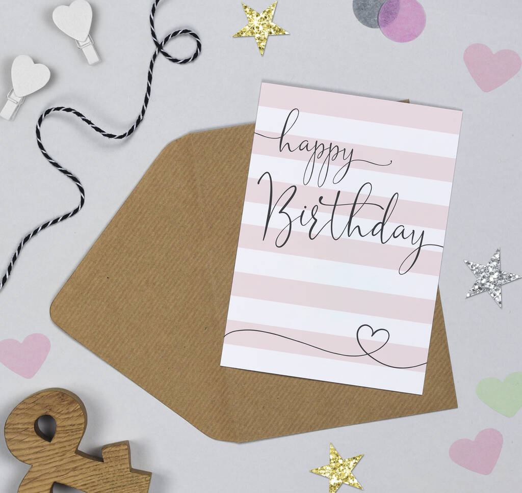 happy heart candy stripe birthday card by michelle fiedler design ...