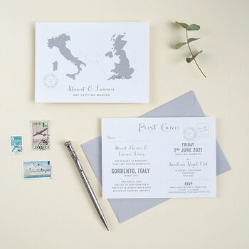 Personalised Map Location Postcard Wedding Invitation, 3 of 4