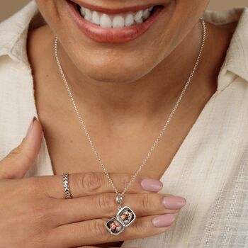 Sterling Silver Turquoise Heart Locket Charm Necklace, 2 of 4