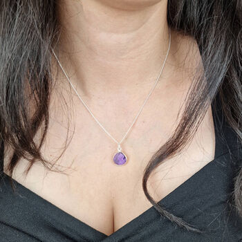 Amethyst February Birthstone Silver Pendant Necklace, 2 of 5