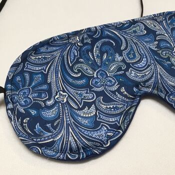 Cotton Eye Mask In Liberty Of London Dark Blue Paisley, 3 of 3