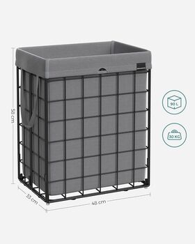 Laundry Basket 90 L Collapsible Hamper Metal Wire Frame, 11 of 12