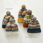 Fair Trade Unisex Bobble Hat Fair Isle Lined Waste Wool, thumbnail 7 of 8