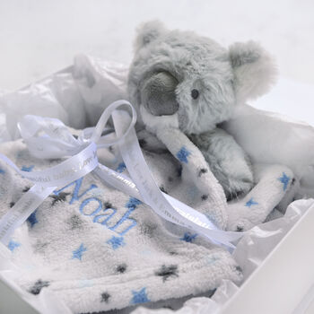 Personalised Blue Fluffy Koala Comforter Blanket Set, 2 of 6